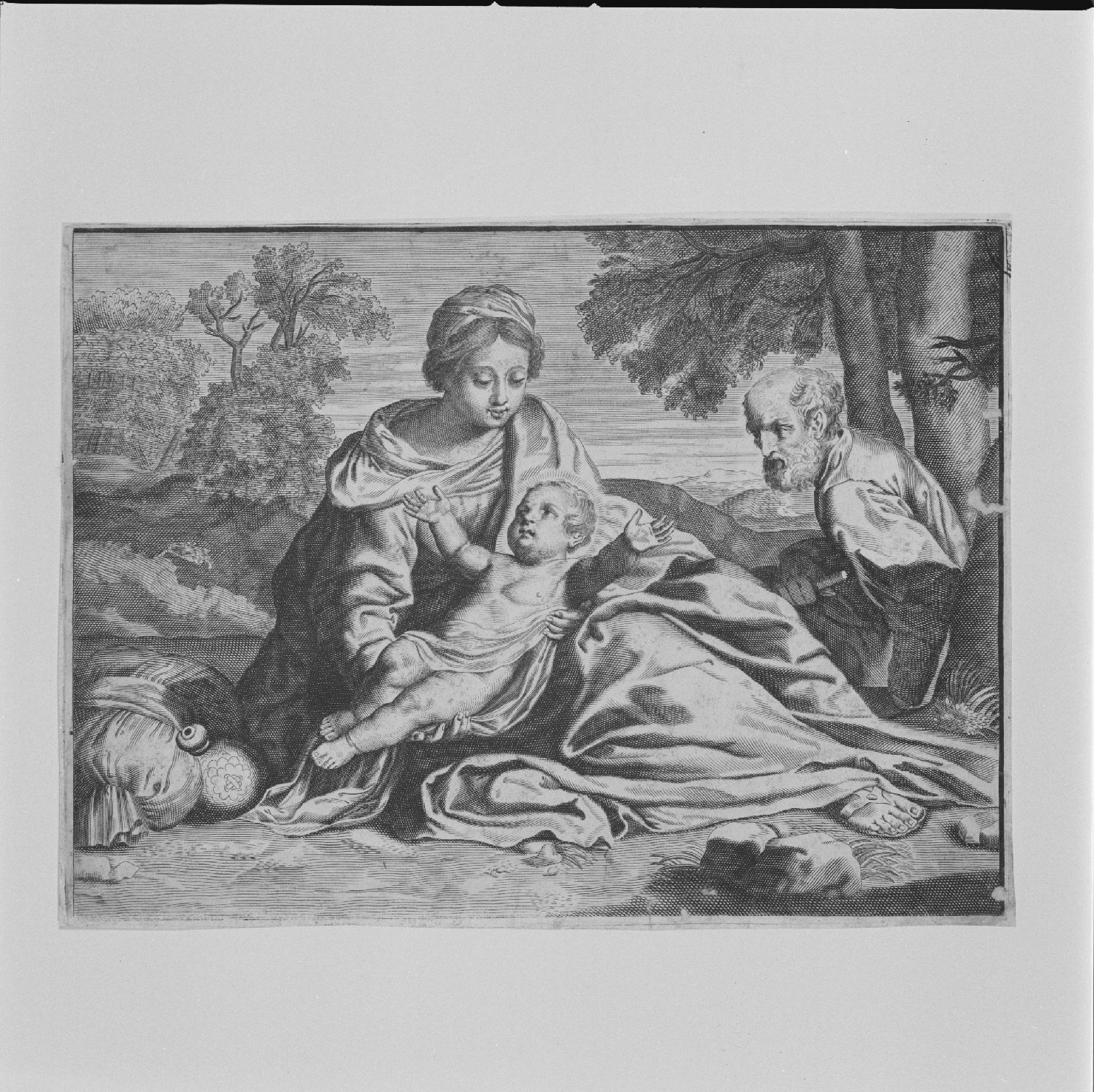 sacra famiglia (stampa) di Landry Pierre il Vecchio (sec. XVII)