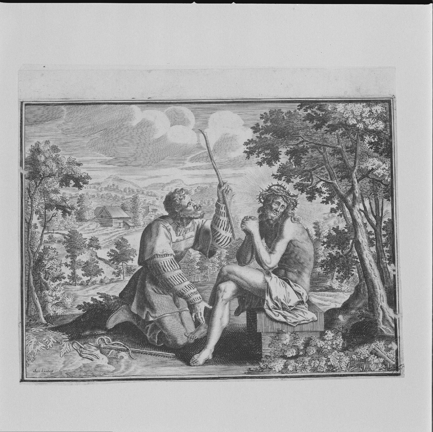 Cristo coronato di spine (stampa) di Landry Pierre il Vecchio (sec. XVII)