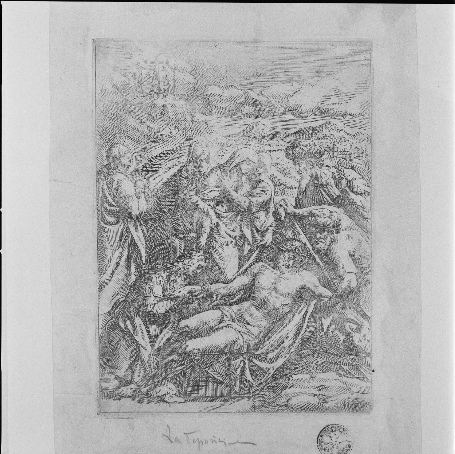 compianto sul Cristo morto (stampa) - ambito italiano (?) (sec. XVII)