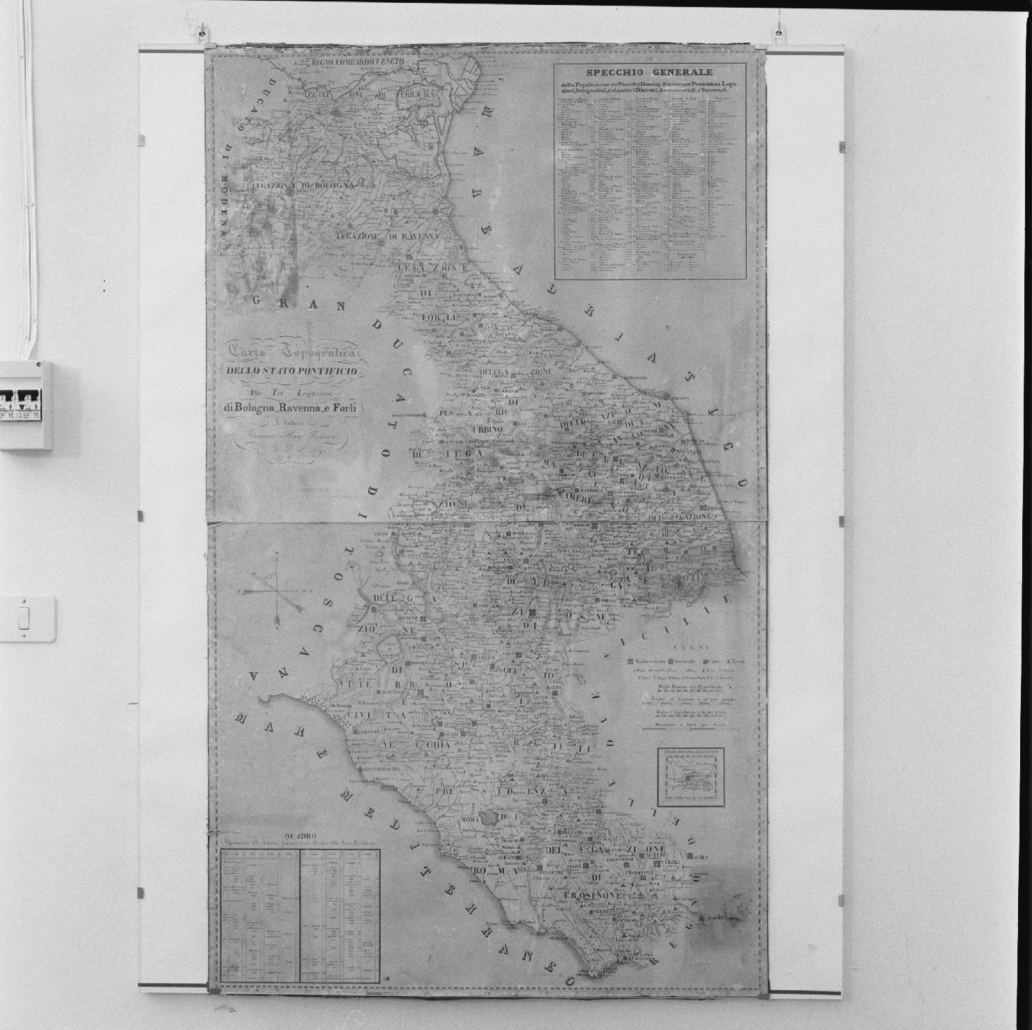 carta topografica dello Stato Pontificio (stampa) di Riva Francesco - ambito italiano (prima metà sec. XIX)