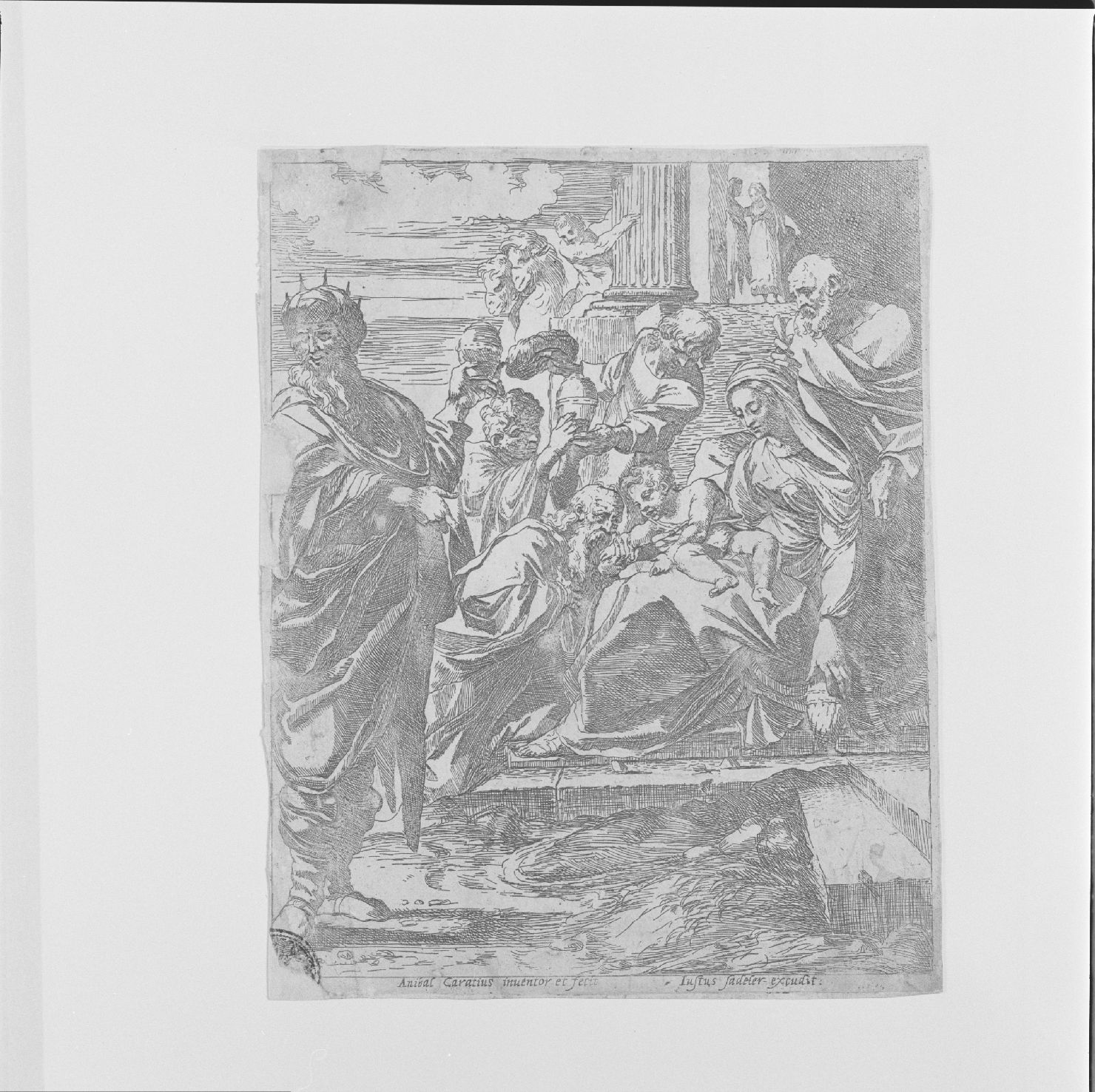 adorazione dei magi (stampa) - ambito romano, ambito romano, ambito romano (fine/inizio secc. XVI/ XVII)