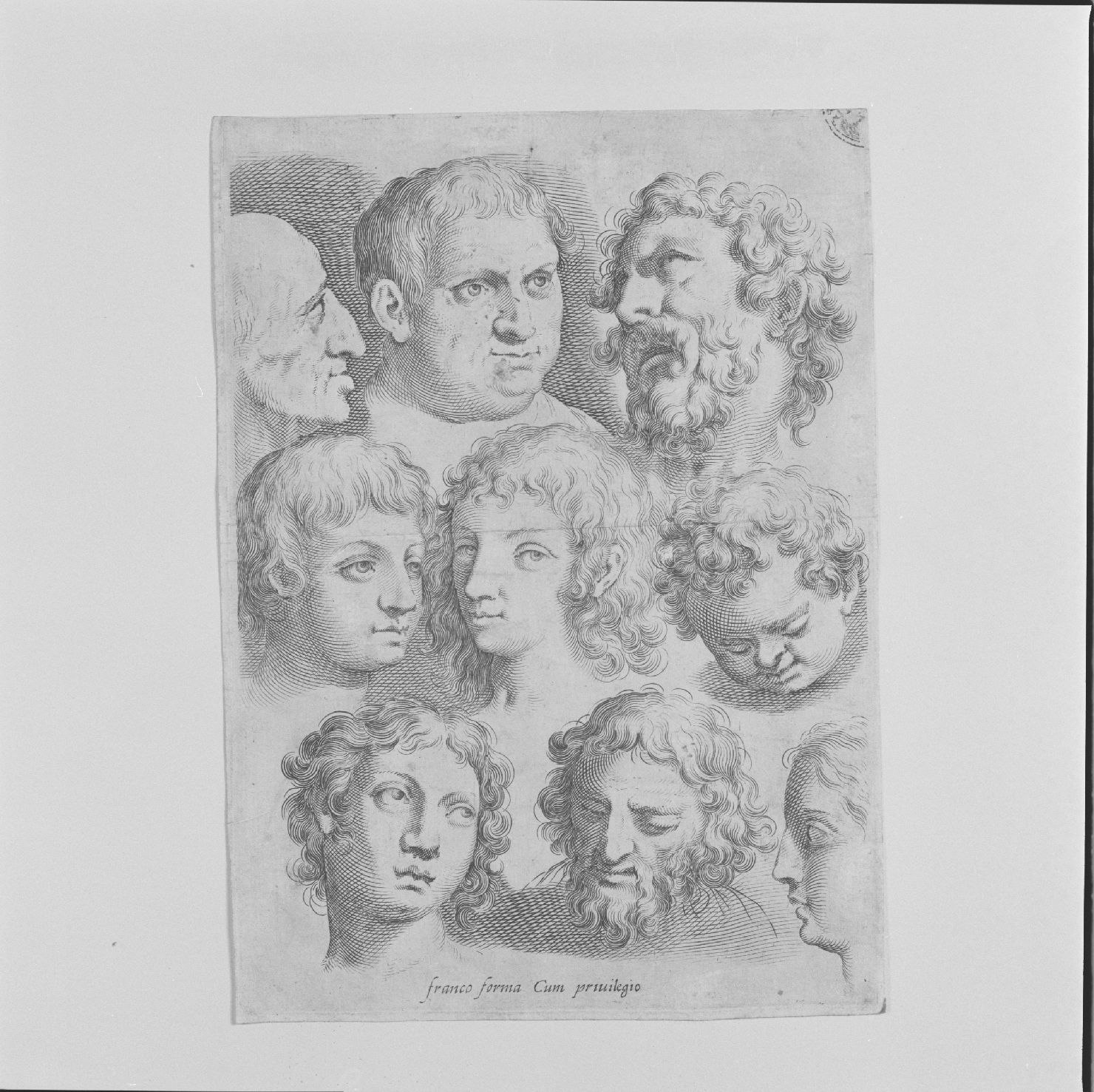 teste maschili (stampa) di Negretti Jacopo detto Palma il Giovane (fine/inizio secc. XVI/ XVII)