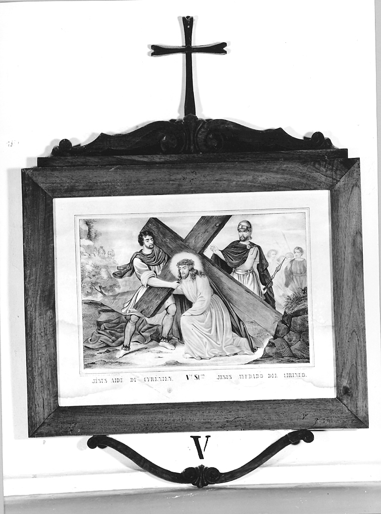 stazione V: Gesù aiutato da Simone il Cireneo a portare la croce (stampa, elemento d'insieme) - ambito francese (ultimo quarto sec. XIX)