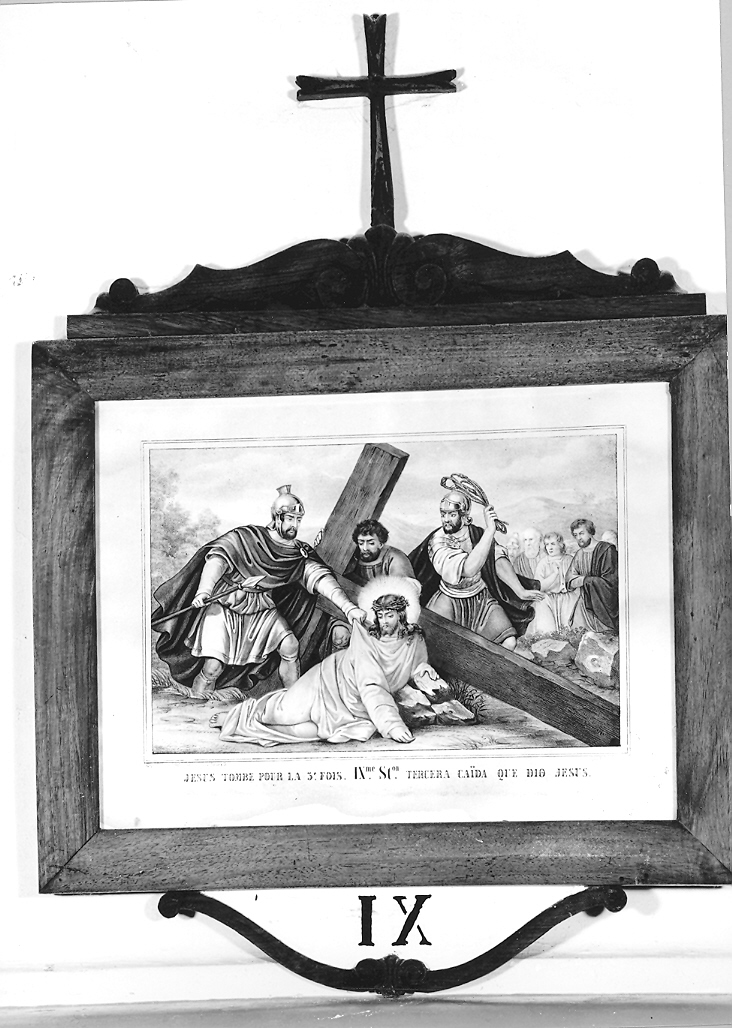 stazione IX: Gesù cade sotto la croce la terza volta (stampa, elemento d'insieme) - ambito francese (ultimo quarto sec. XIX)