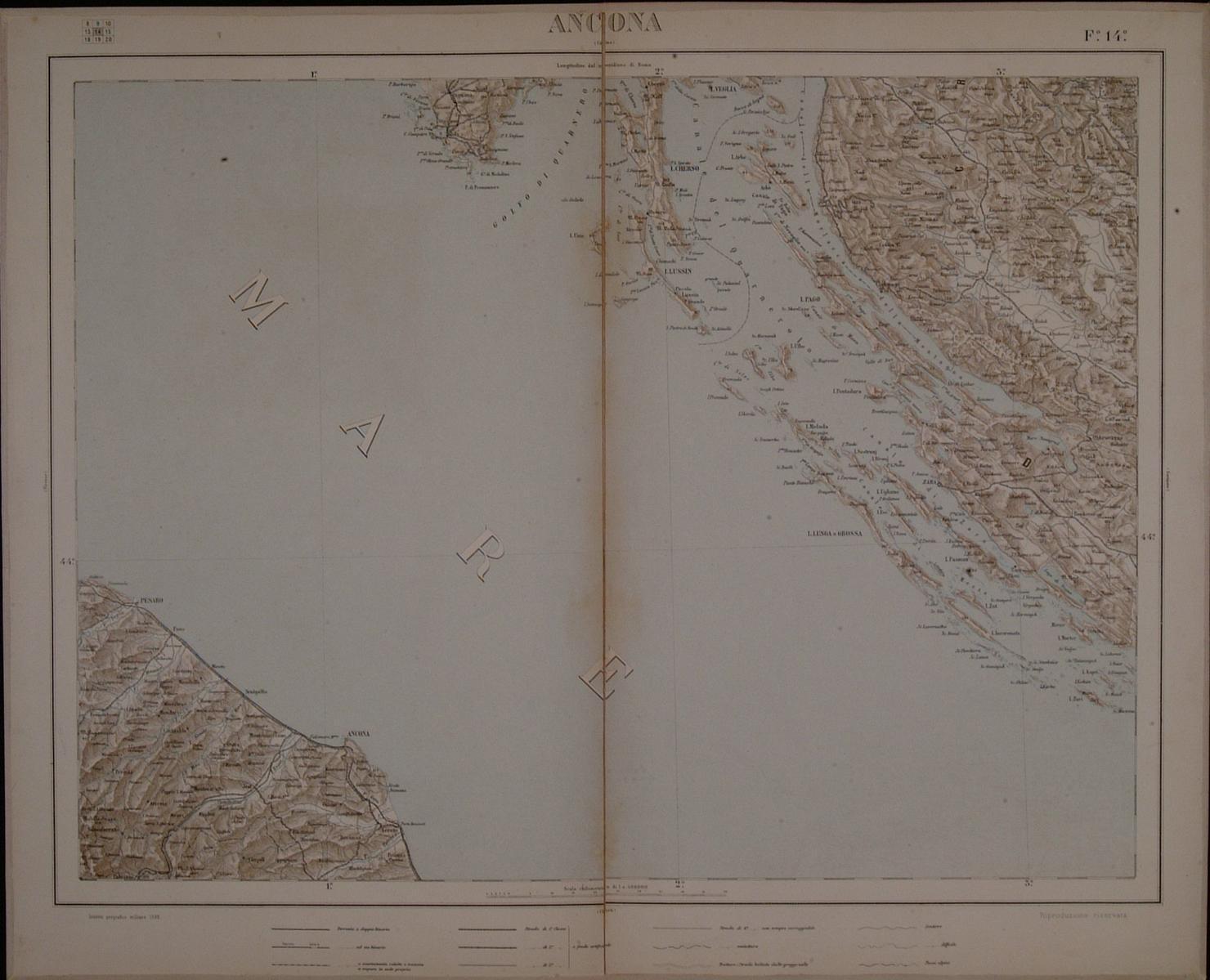 carta geografica del territorio di Ancona (stampa a colori) - ambito italiano (sec. XIX)