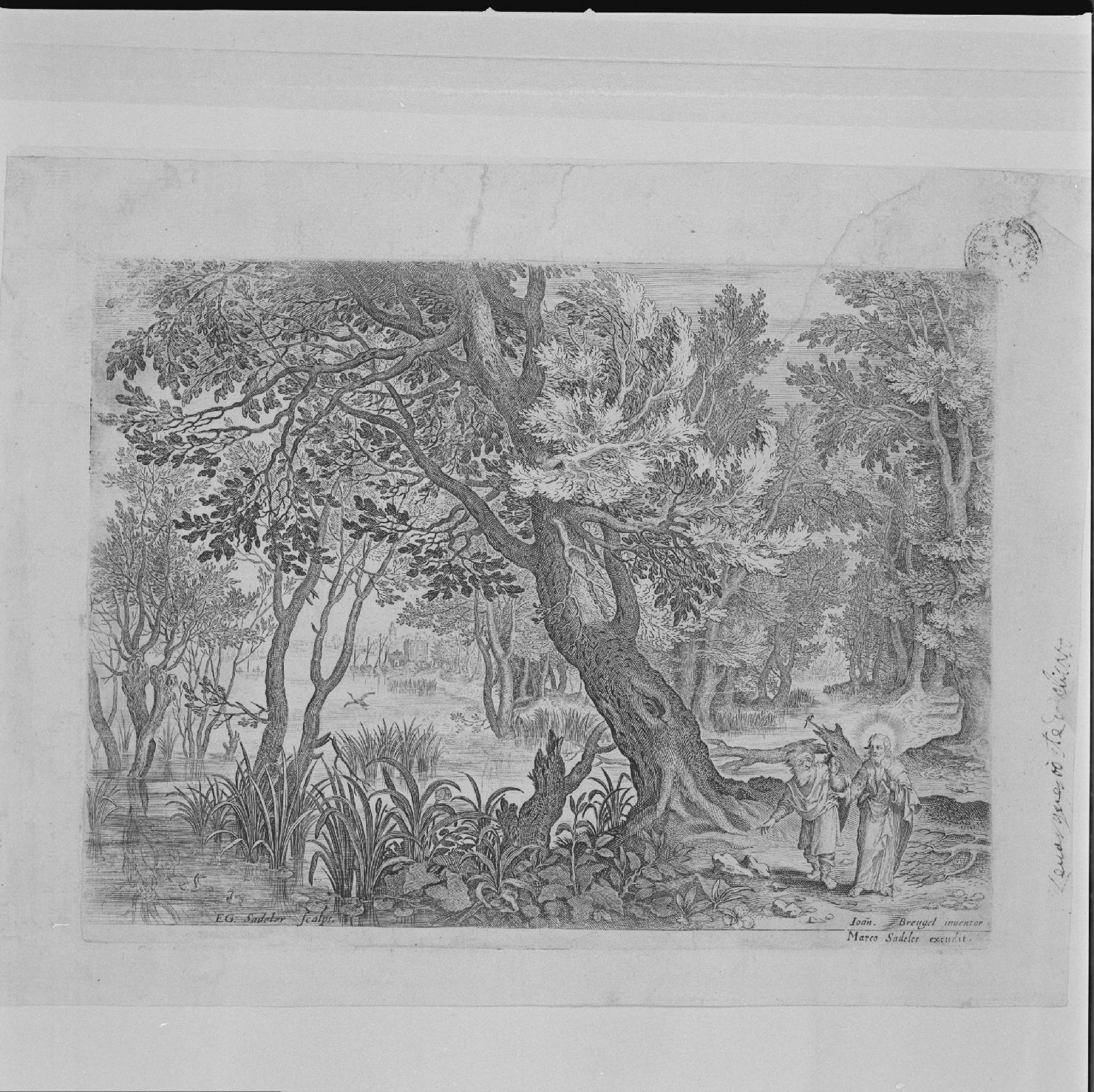 paesaggio lacustre con Demonio che tenta Gesù (stampa) di Sadeler Gillis il Giovane, Bruegel Jan il Vecchio detto Bruegel dei Velluti (secc. XVI/ XVII)