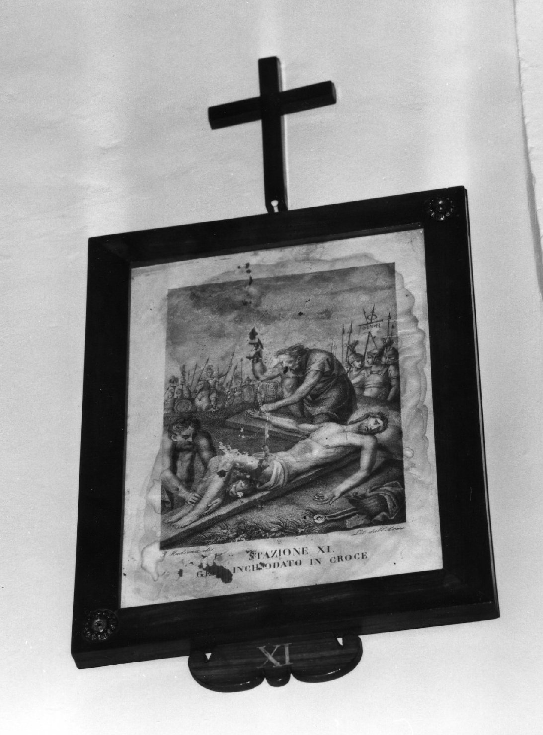 stazione XI: Gesù inchiodato alla croce (stampa, elemento d'insieme) di Madiona I (inizio sec. XIX)