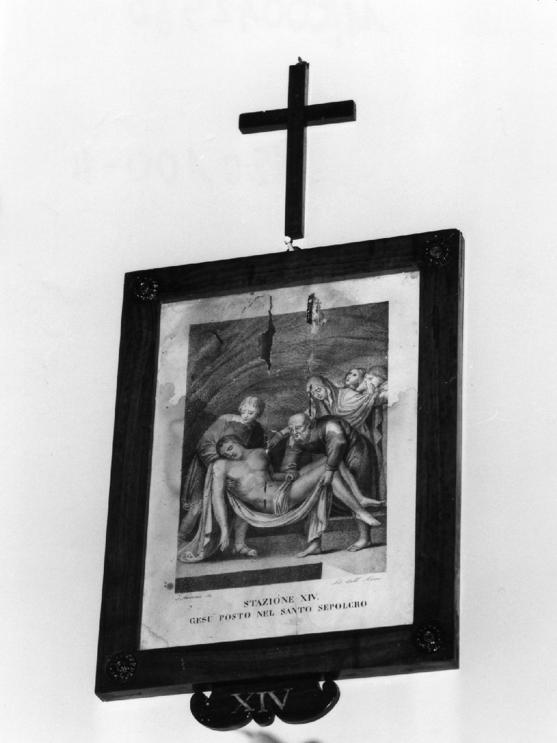 stazione XIV: Gesù deposto nel sepolcro (stampa, elemento d'insieme) di Madiona I (inizio sec. XIX)