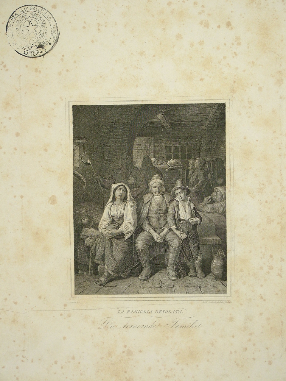 interno con figure (stampa) di Schuler Edoward (sec. XIX)
