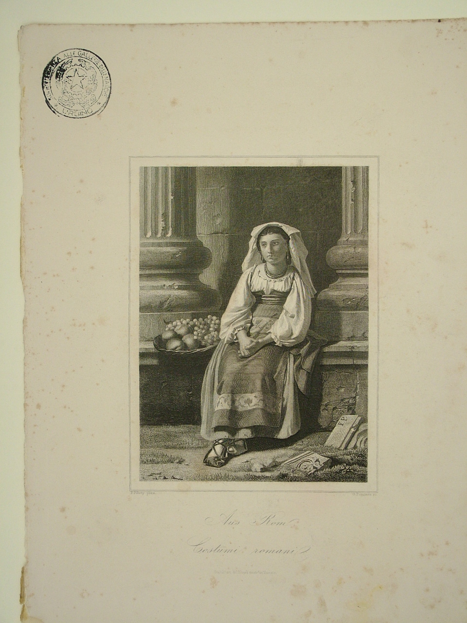 figura femminile seduta (stampa) di Pommer Georg (sec. XIX)