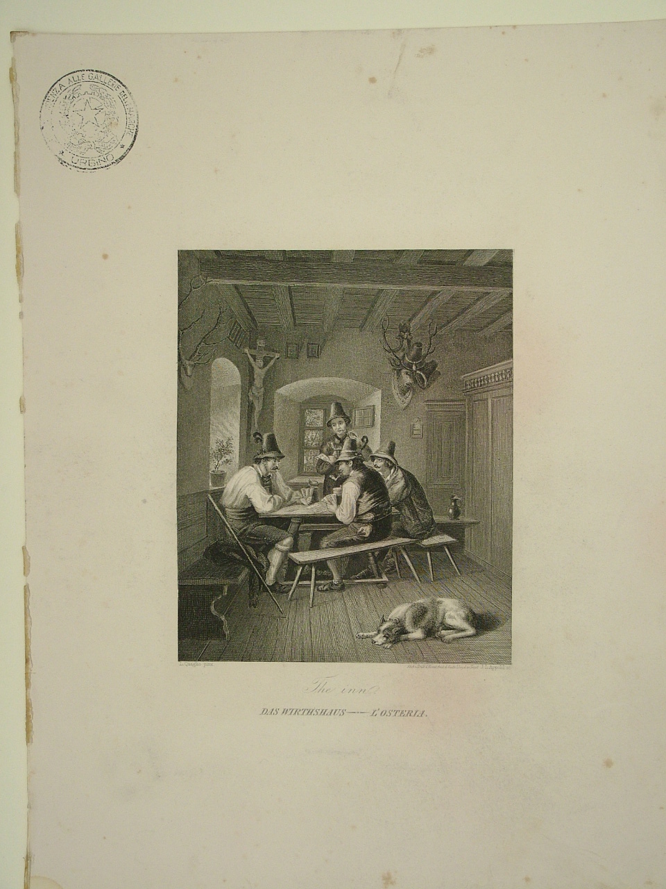interno di osteria con figure (stampa) di Appold Johann Leonhard (sec. XIX)