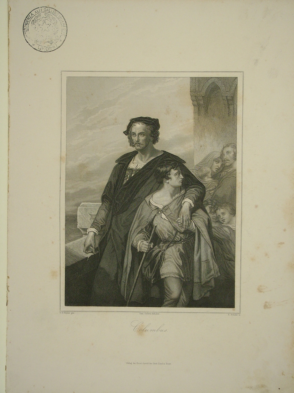 Cristoforo Colombo (stampa) di Schuler Edoward (sec. XIX)