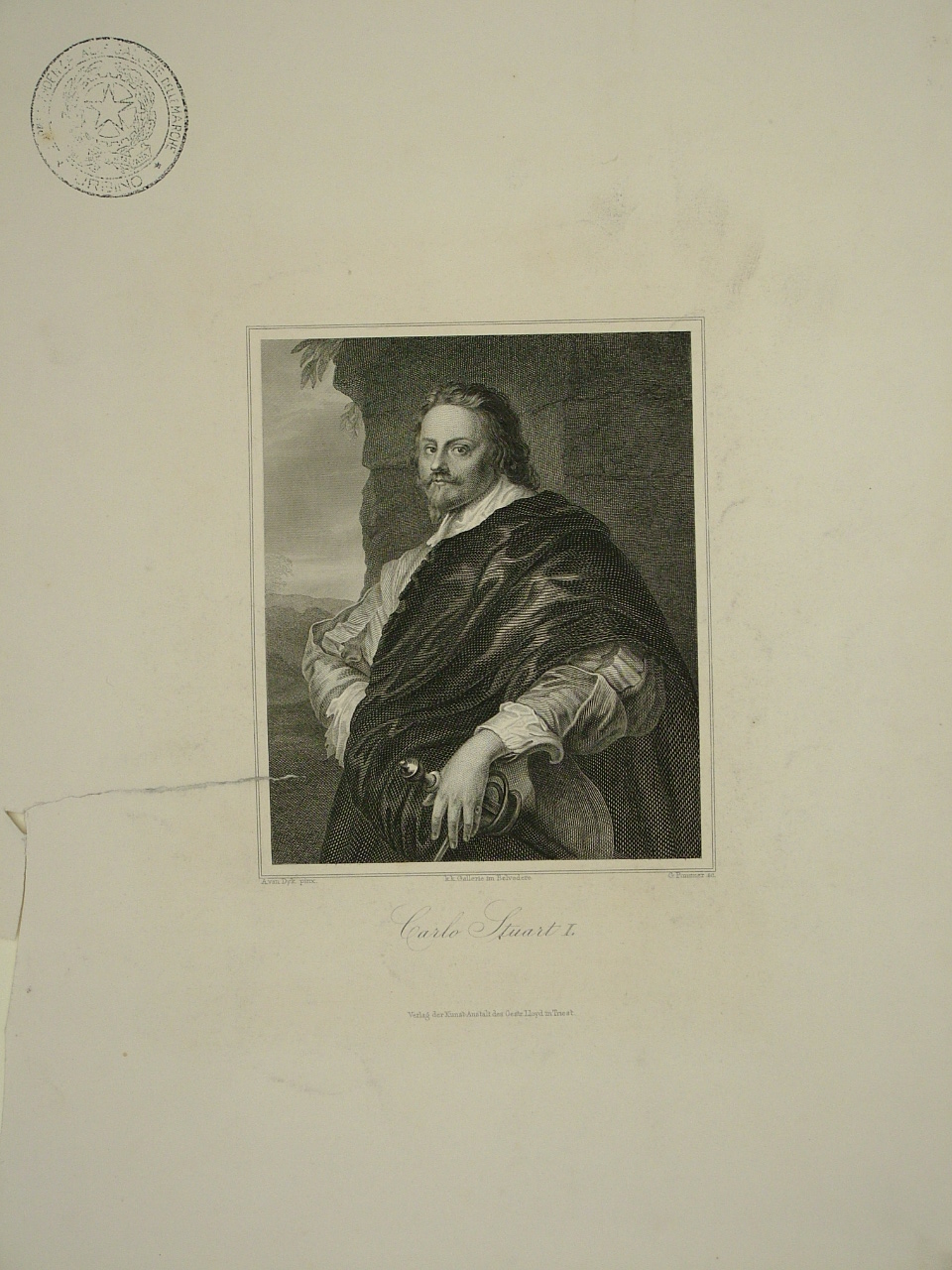 Carlo I Stuart (stampa) di Pommer Georg (sec. XIX)