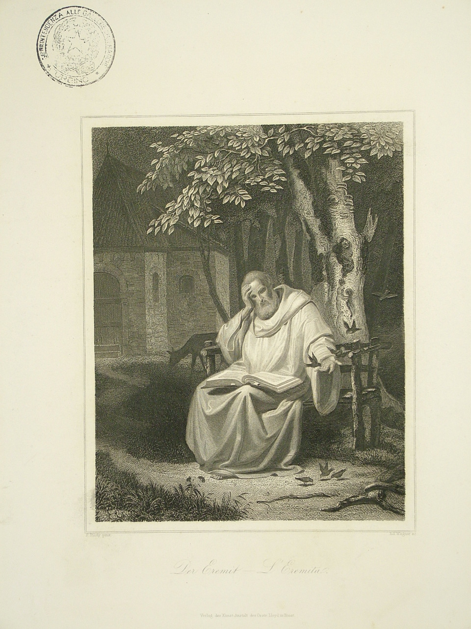 figura maschile seduta (stampa) di Wagner E (sec. XIX)