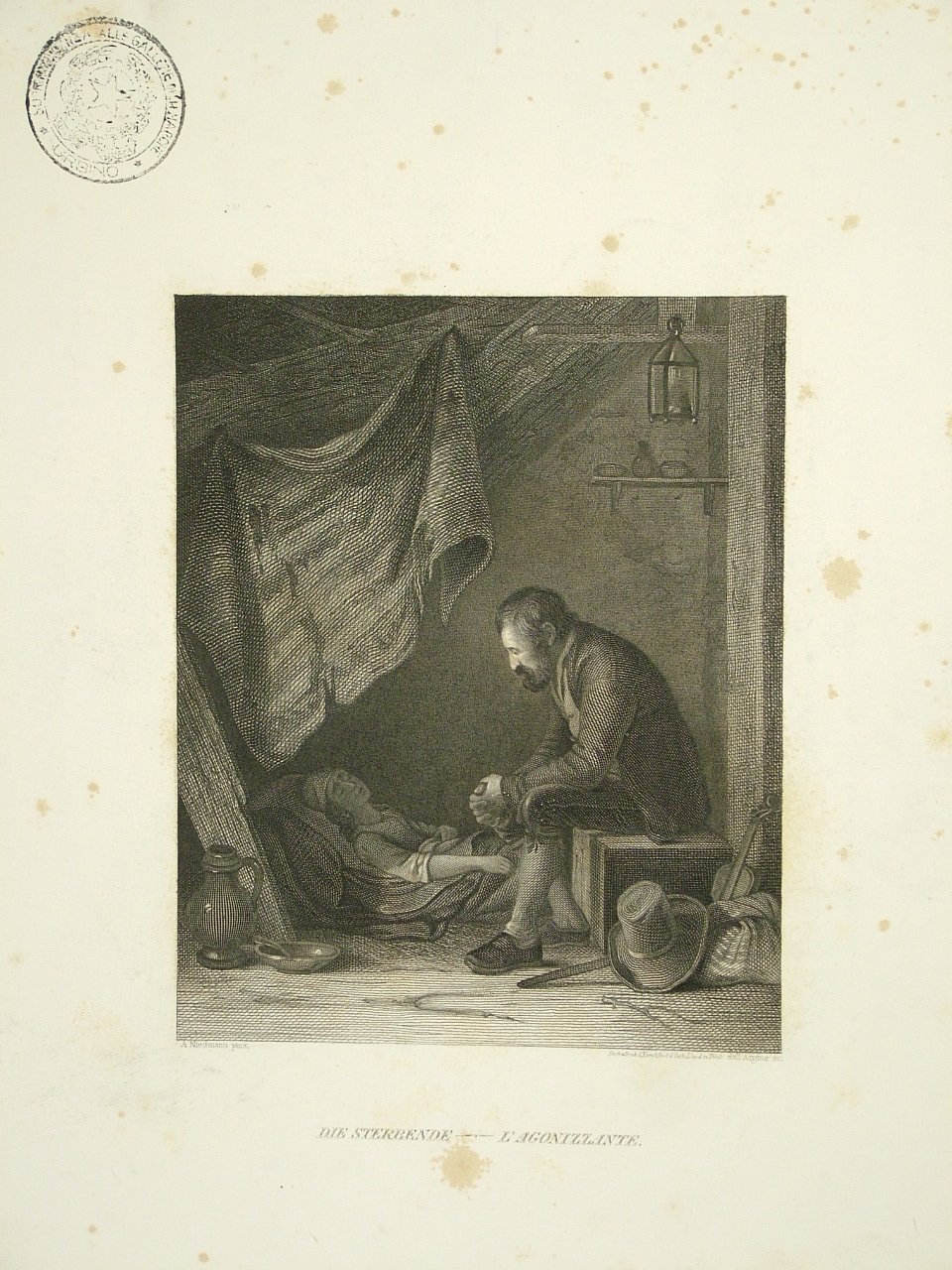 interno con figure (stampa) di Dall'Argine Medardo (sec. XIX)