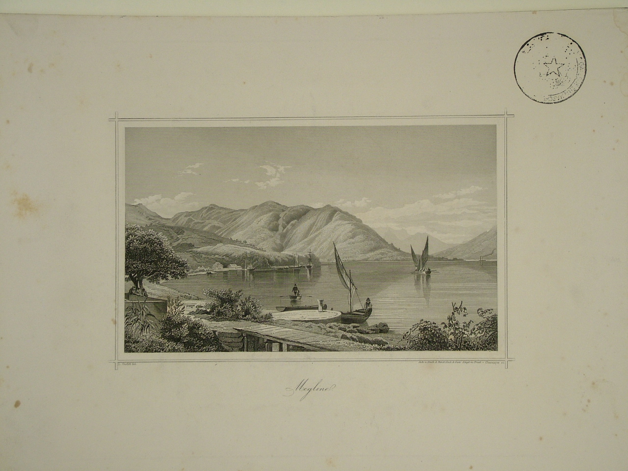 paesaggio lacustre (stampa) di Obermayer Eduard (sec. XIX)