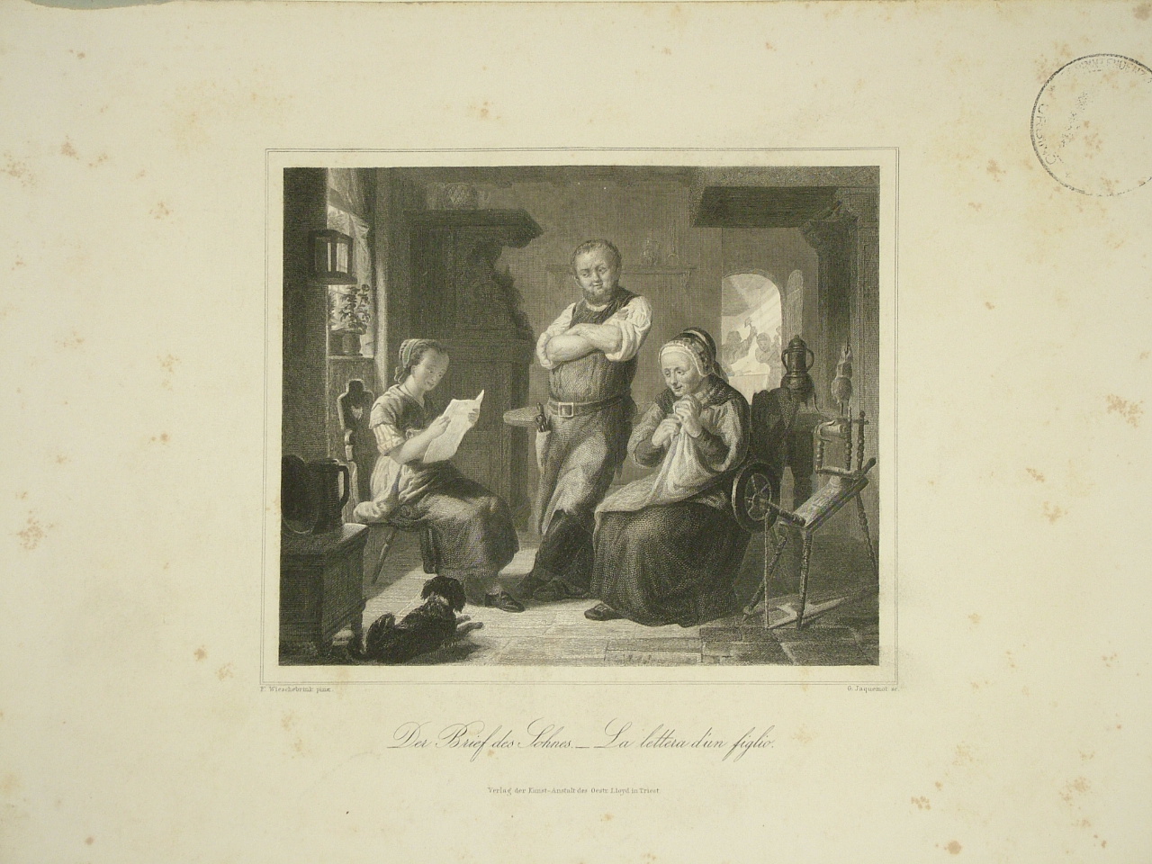 interno con figure (stampa) di Jaquemot G (sec. XIX)