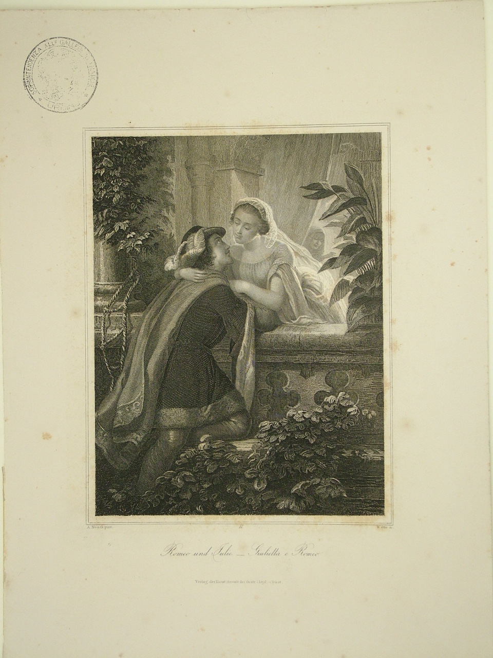 Romeo e Giulietta (stampa) di Otto W (sec. XIX)