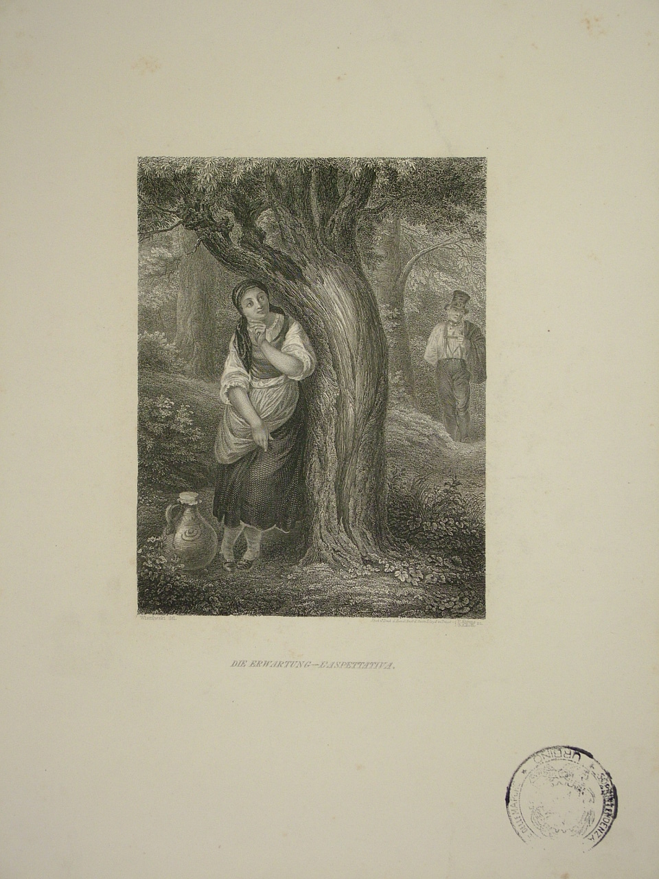 scena campestre con figure (stampa) di Alboth G (sec. XIX)