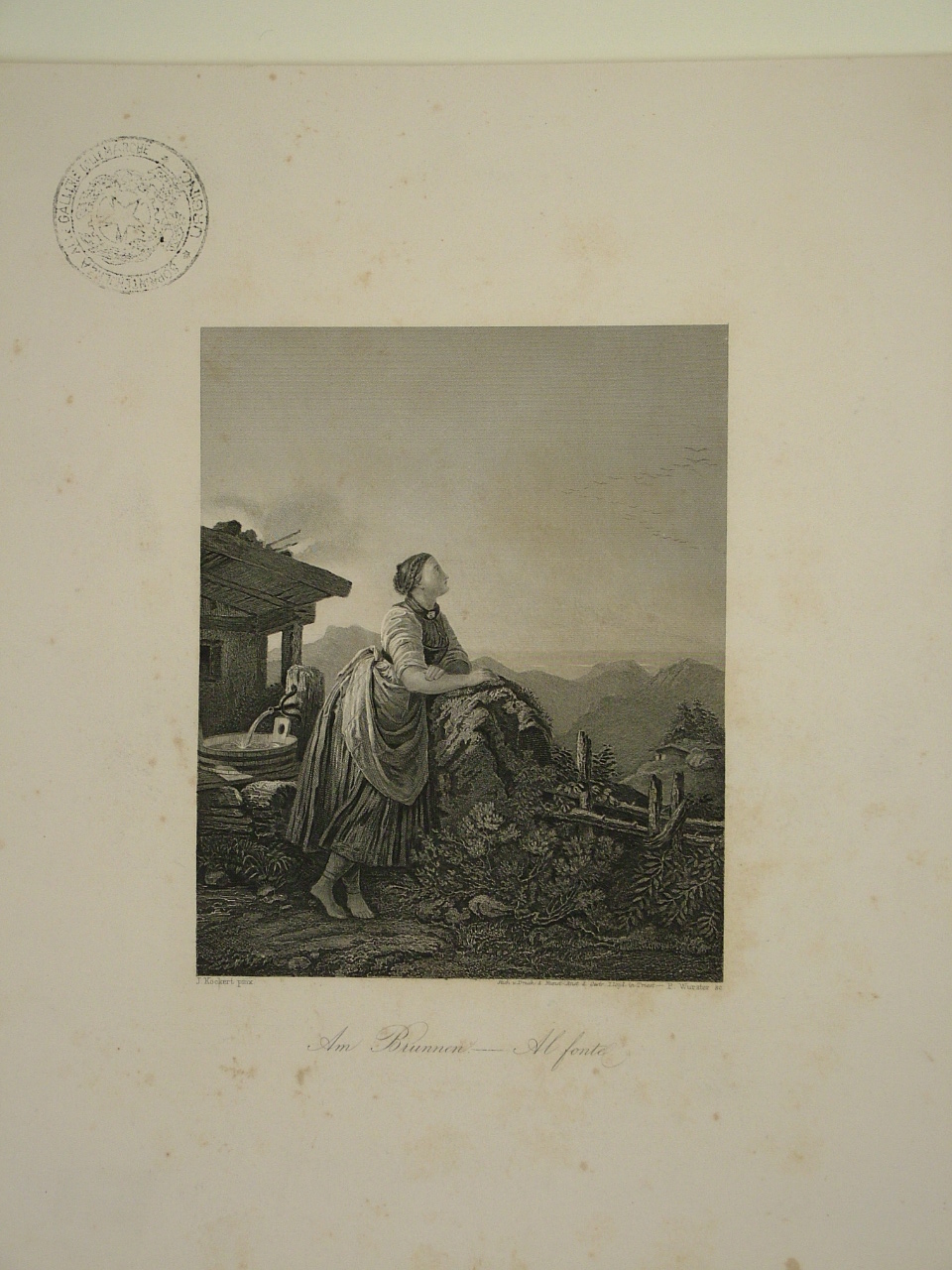 scena campestre con figure (stampa) di Wurster (sec. XIX)