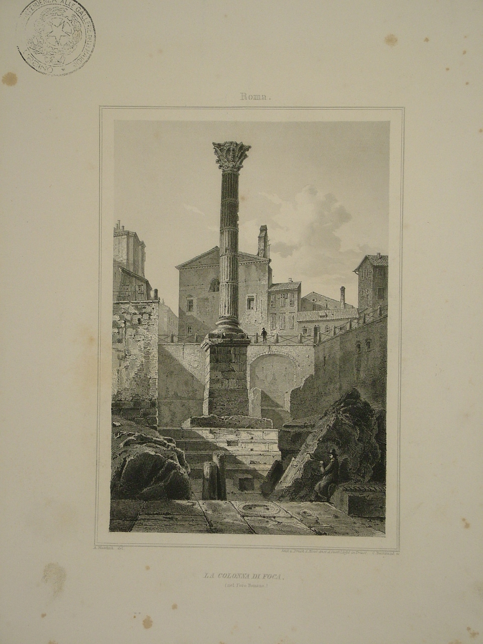 paesaggio con rovine (stampa) di Bertrand Karl (sec. XIX)