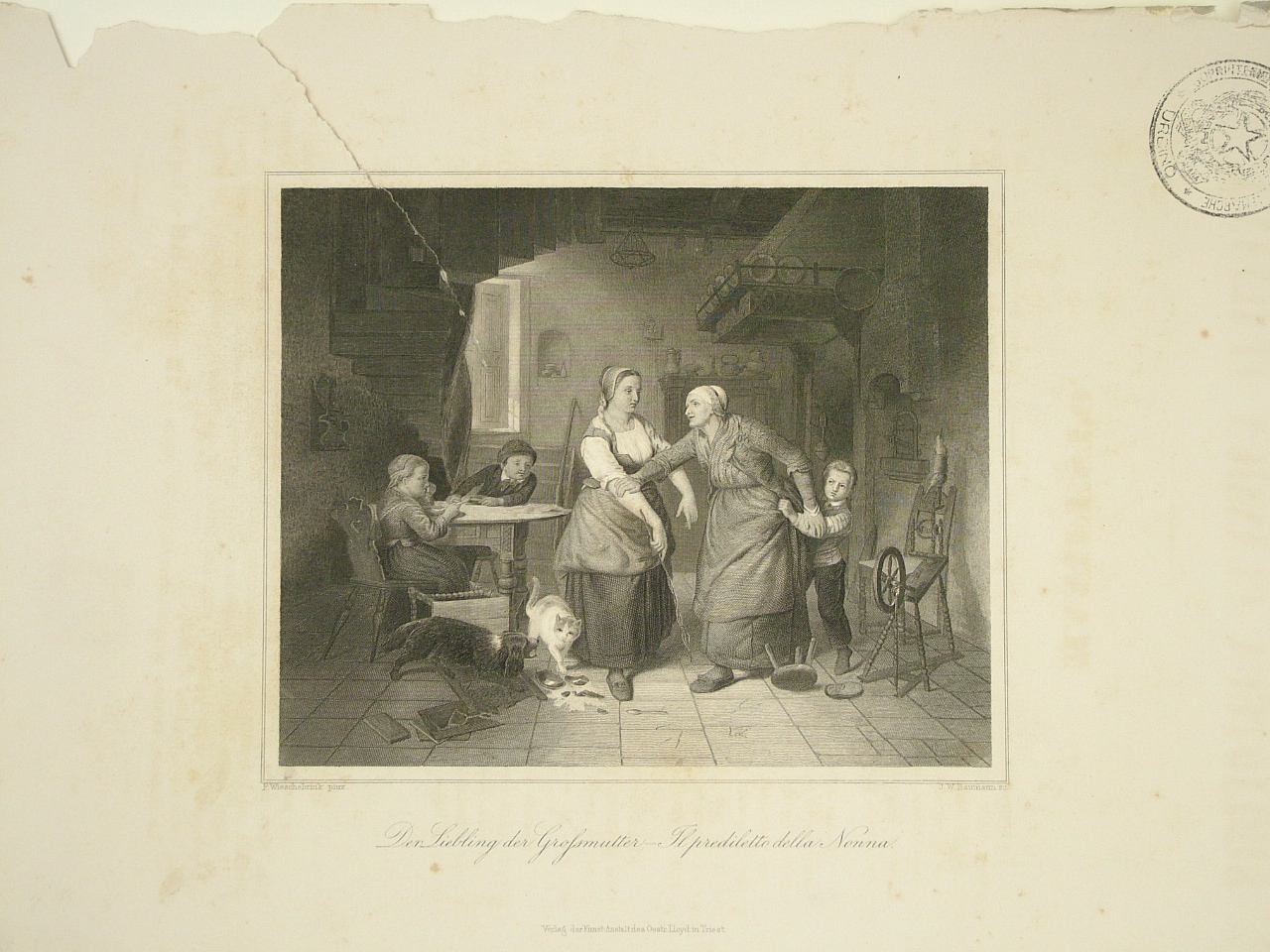 scena familiare (stampa) di Baumann Johann Wilhelm (sec. XIX)