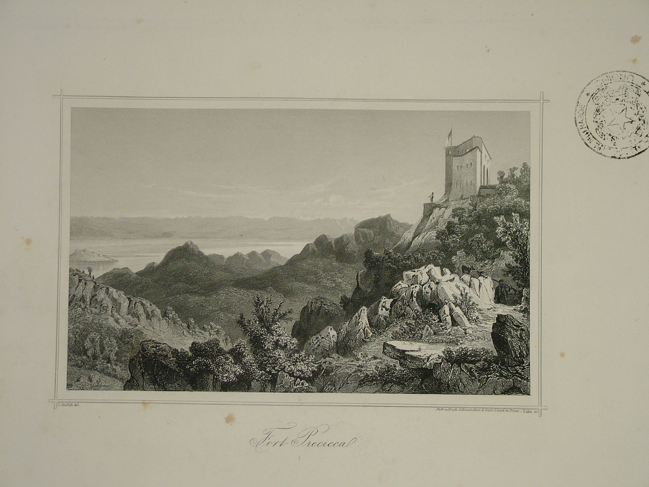 paesaggio roccioso (stampa, elemento d'insieme) di Gurlitt Louis Heinric Ludwig Theodor (attribuito), Zahn Friedrich (attribuito) (sec. XIX)