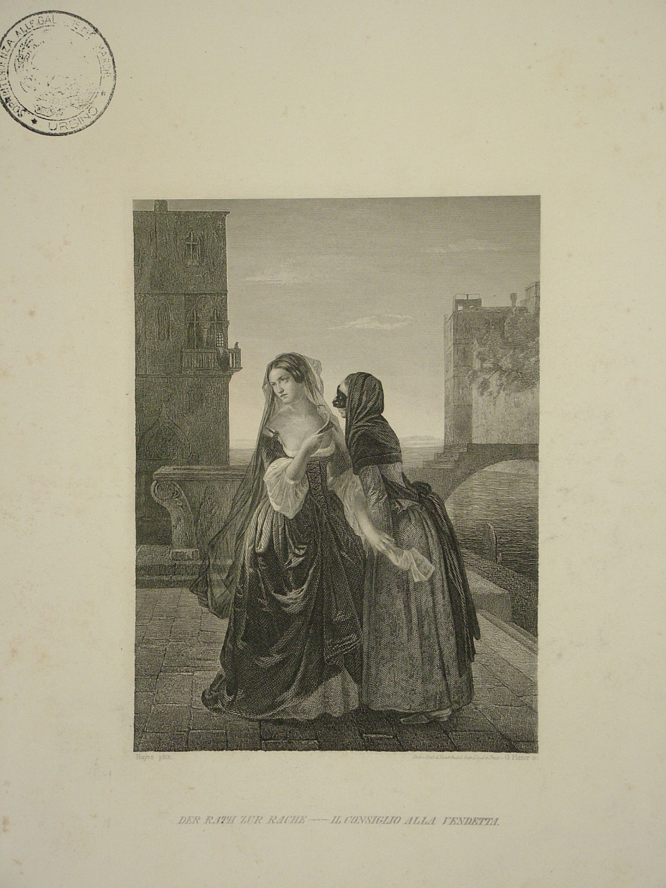 figure femminili a colloquio (stampa, elemento d'insieme) di Hayez Francesco (attribuito), Planer Gustav (attribuito) (sec. XIX)