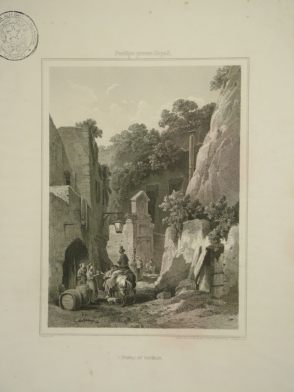 paesaggio con rovine (stampa, elemento d'insieme) di Bertrand Karl (attribuito), Mazza Salvatore (attribuito) (sec. XIX)