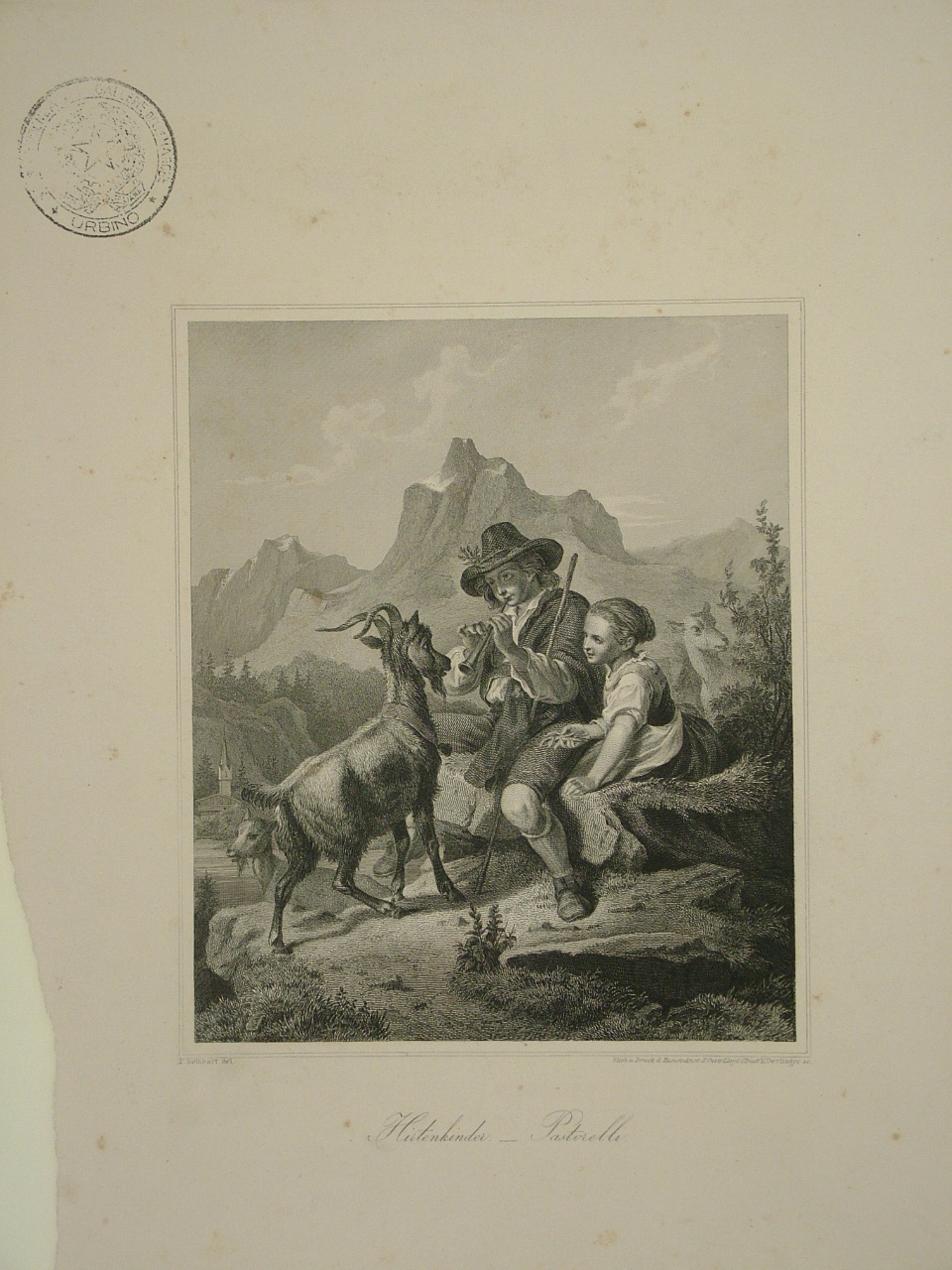 scena pastorale (stampa, elemento d'insieme) di Rothbart Ferdinand (attribuito), Dertinger Ernst (attribuito) (sec. XIX)