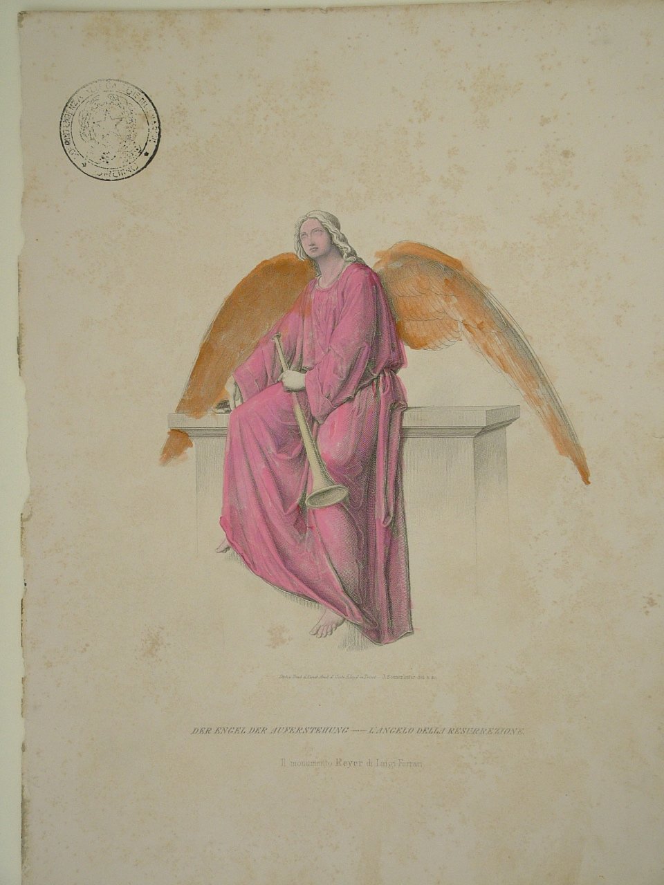 angelo della resurrezione (stampa, elemento d'insieme) di Ferrari Luigi (attribuito), Sonnenleiter Johannes (attribuito) (sec. XIX)