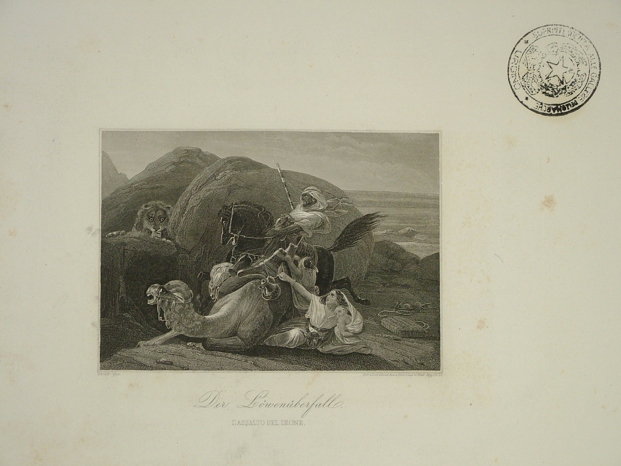 uomo che uccide un'animale (stampa, elemento d'insieme) di Schopin Frédéric Henri (attribuito), Appold Johann Leonhard (attribuito) (sec. XIX)