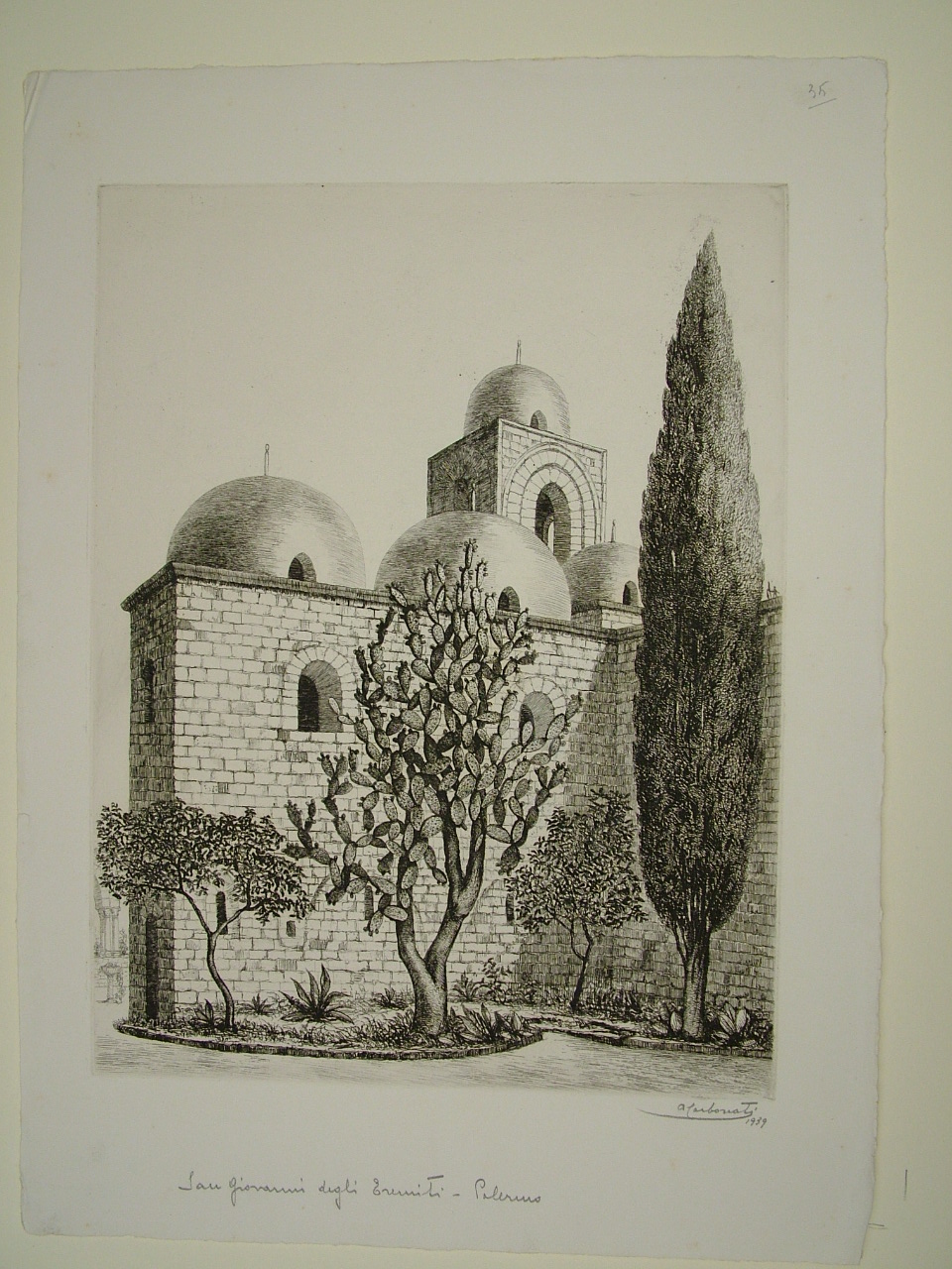 San Giovanni degli Eremiti a Palermo, architettura (stampa) di Carbonati Antonio (secondo quarto sec. XX)
