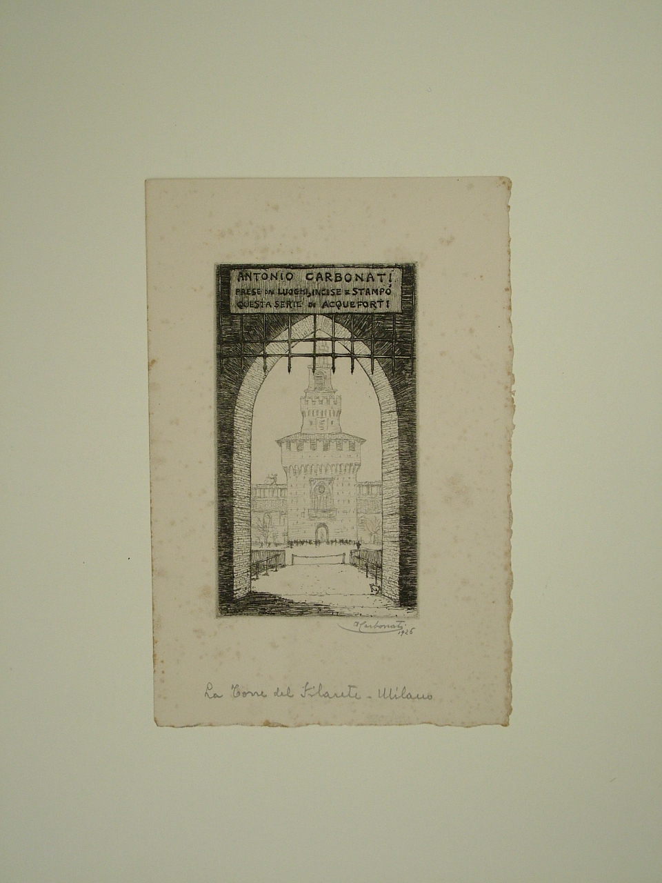 La Torre del Filarete a Milano, architettura (stampa) di Carbonati Antonio (secondo quarto sec. XX)