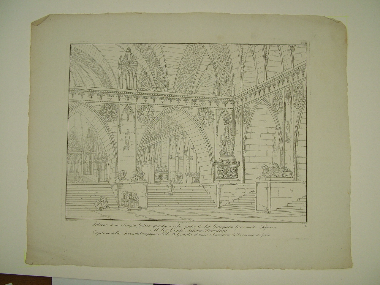 Interno di tempio gotico, architettura (stampa) di Basoli Antonio, Cocchi Francesco, Sarti Ignazio (inizio sec. XIX)