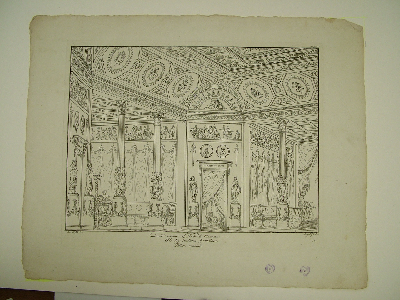 Gabinetto, architettura (stampa) di Basoli Luigi, Cocchi Francesco, Basoli Antonio (inizio sec. XIX)