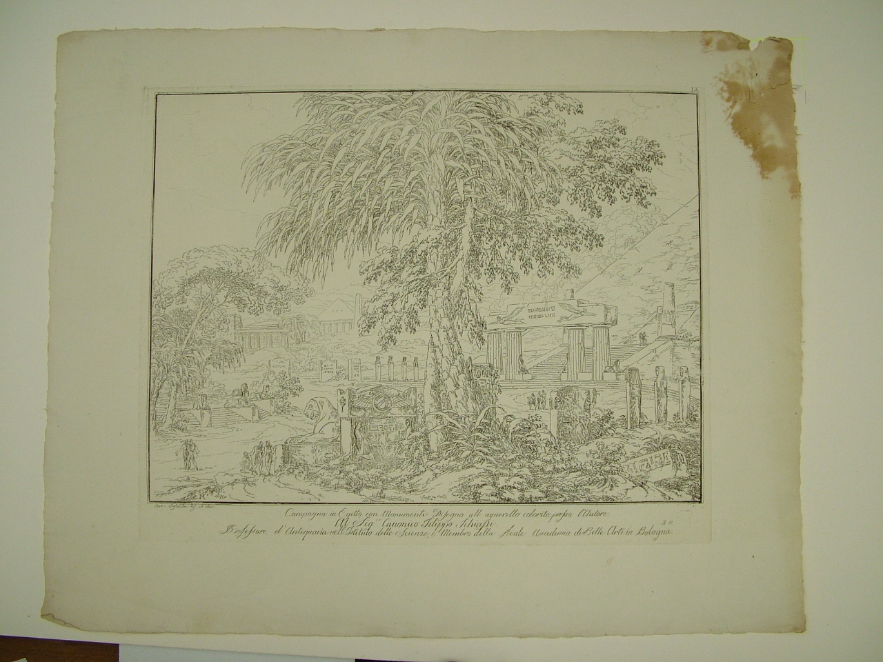 Campagna in Egitto con monumenti, paesaggio con architetture (stampa) di Basoli Antonio (inizio sec. XIX)