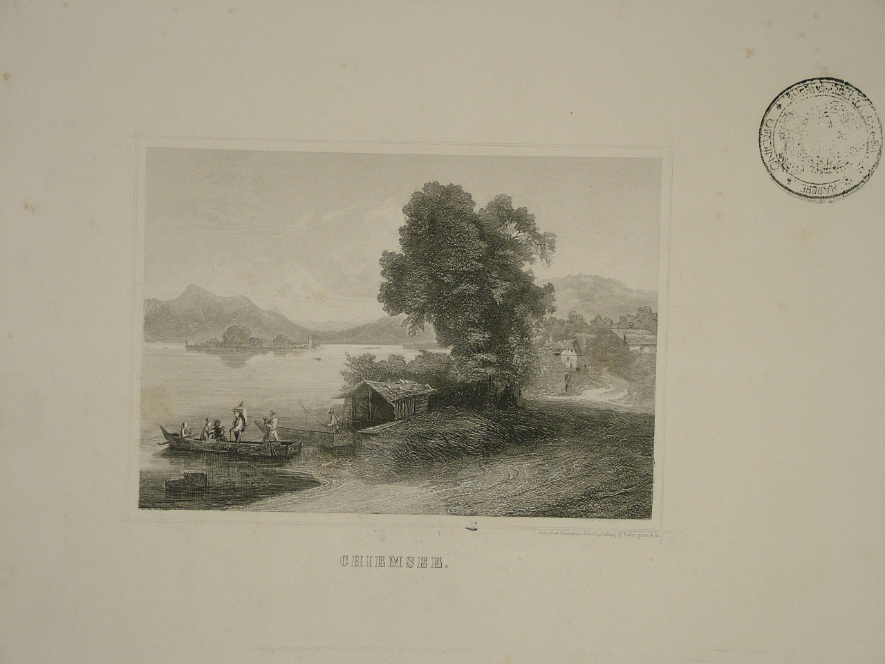 paesaggio lacustre (stampa, elemento d'insieme) di Zahn Friedrich (attribuito) (sec. XIX)
