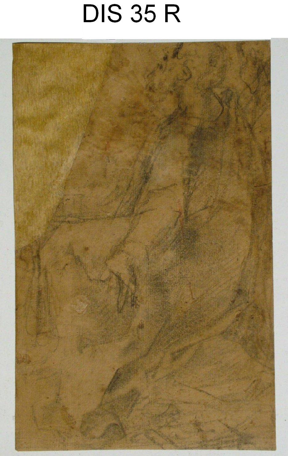 figura maschile inginocchiata (disegno) di Barocci Federico (attribuito) (seconda metà sec. XVI)