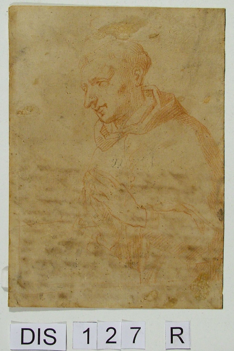 Santo monaco in preghiera (disegno) - ambito Italia centrale (sec. XVII)