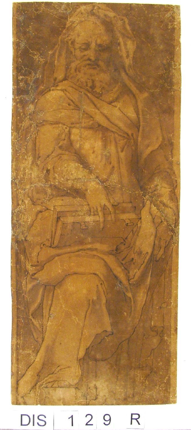 profeta (disegno preparatorio) di Picchi Giorgio (attribuito) (seconda metà sec. XVI)