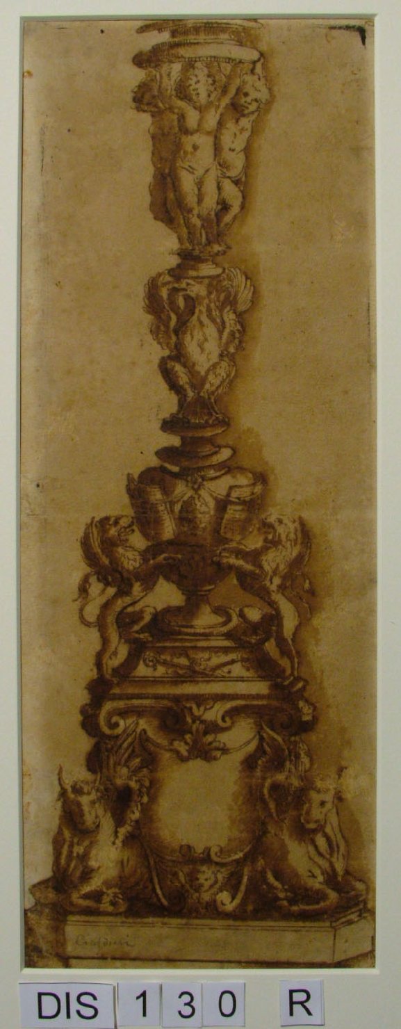 candelabre (disegno) di Cialdieri Girolamo di Bartolomeo (e aiuti) (sec. XVII)