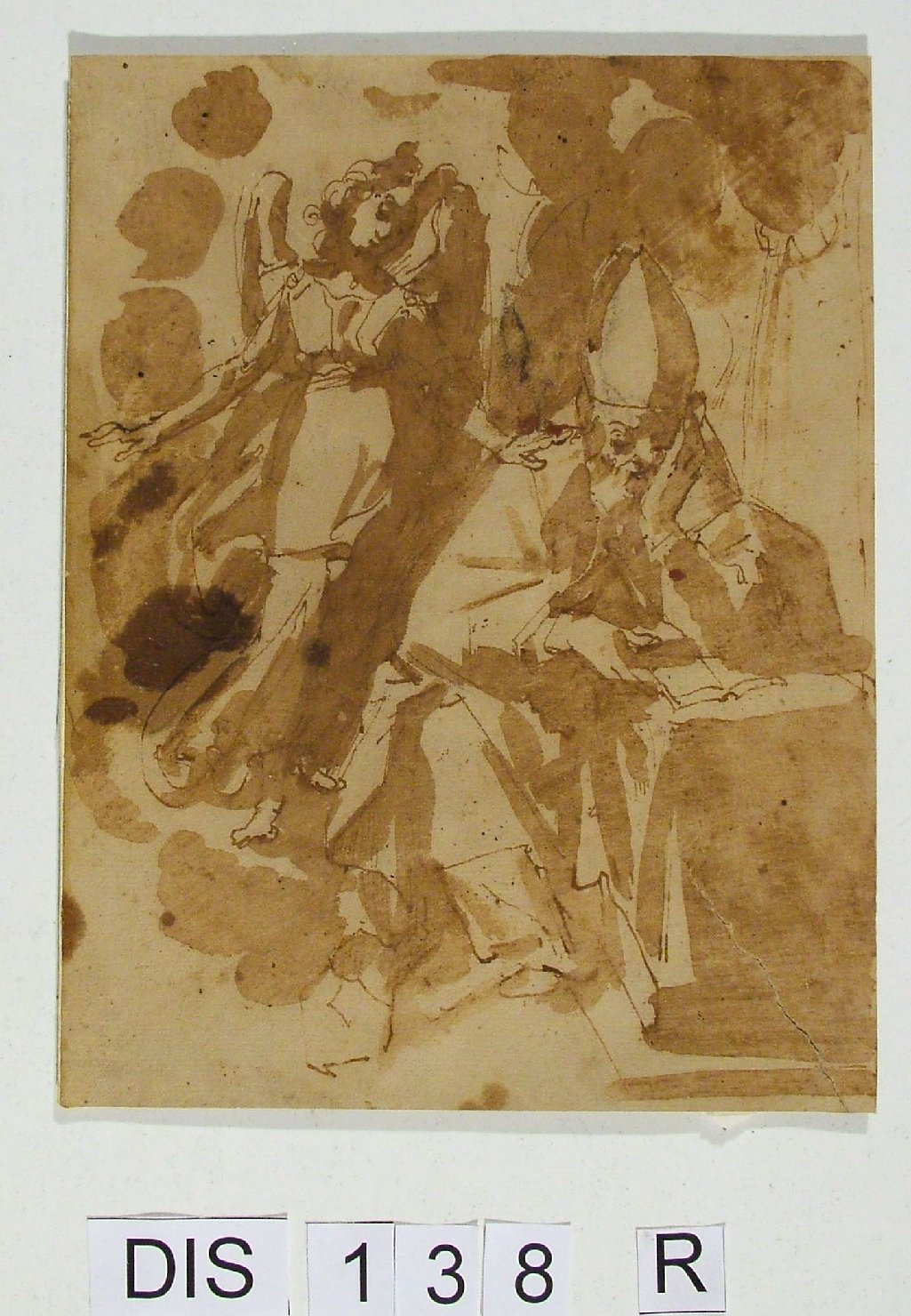 angelo e santo (disegno preparatorio) di Zuccari Federico (scuola) (secc. XVI/ XVII)