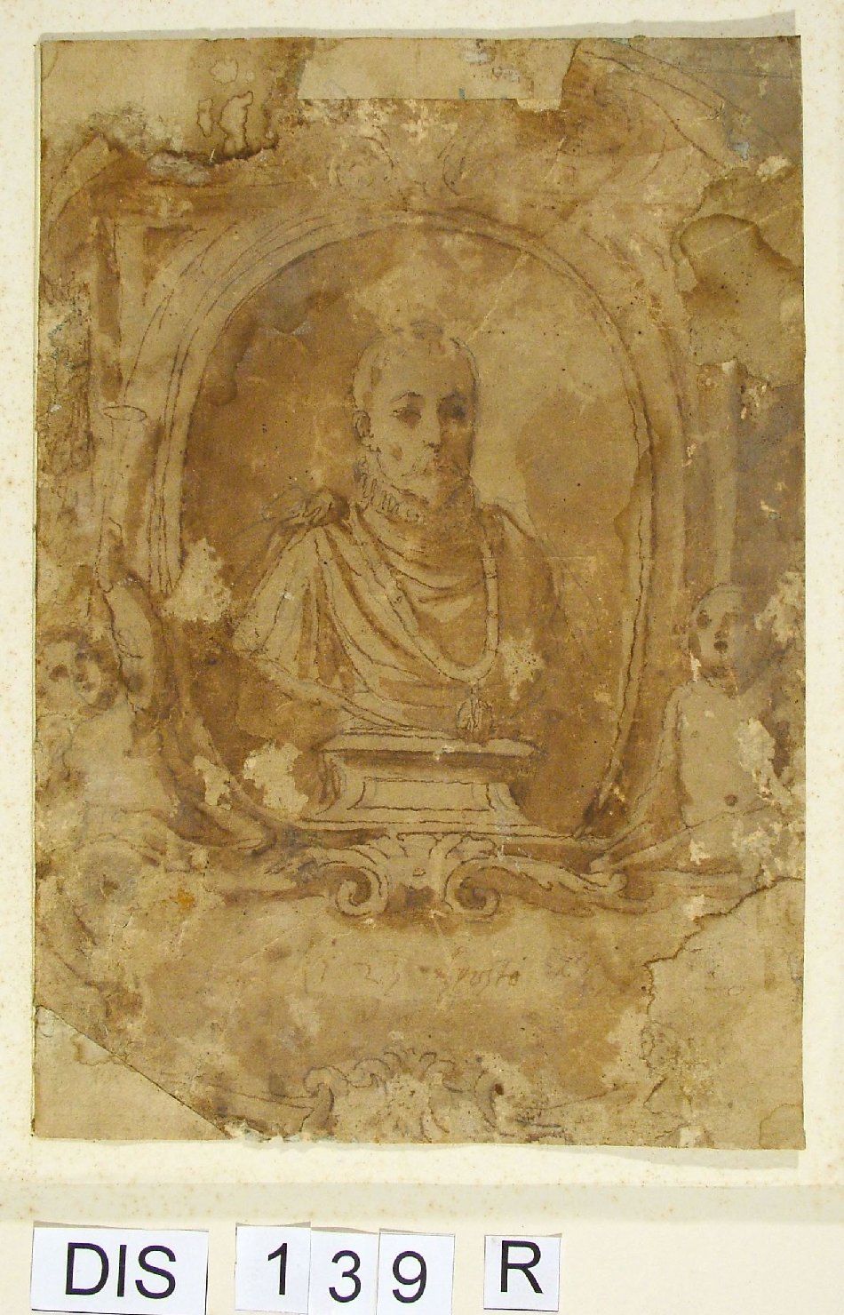 busto ritratto d'uomo (disegno preparatorio) - ambito Italia centrale (secc. XVI/ XVII)