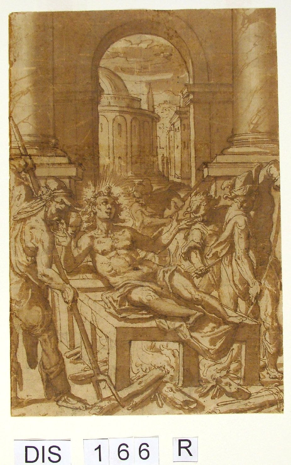 martirio di San Lorenzo (disegno preparatorio) di Zuccari Federico (maniera) (secc. XVI/ XVII)