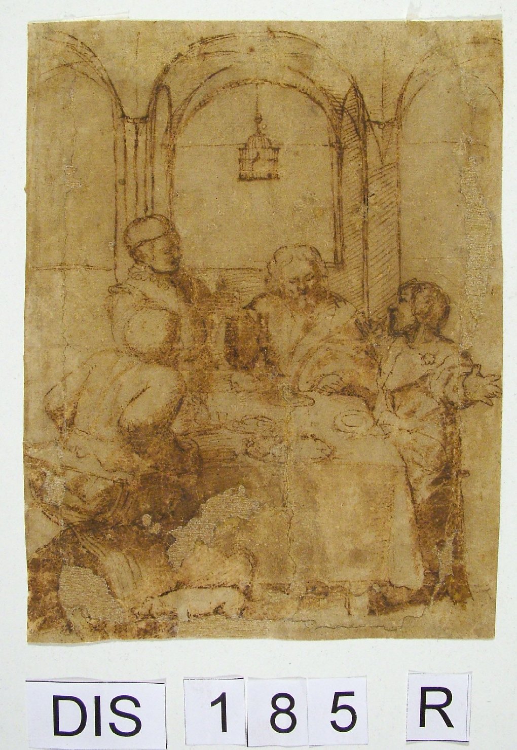 cena in Emmaus (disegno preparatorio) - ambito Italia centrale (secc. XVI/ XVII)