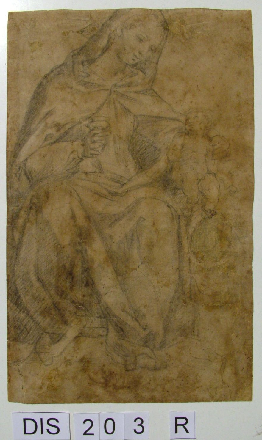 Madonna con Bambino sulle nuvole (disegno preparatorio) di Barocci Federico (attribuito) (secc. XVI/ XVII)