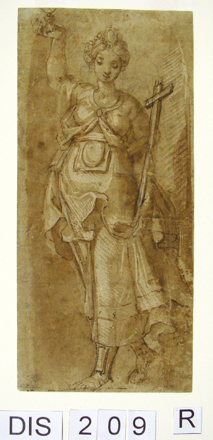 figura allegorica femminile (disegno preparatorio) di Cimatori Antonio (attribuito) (secc. XVI/ XVII)