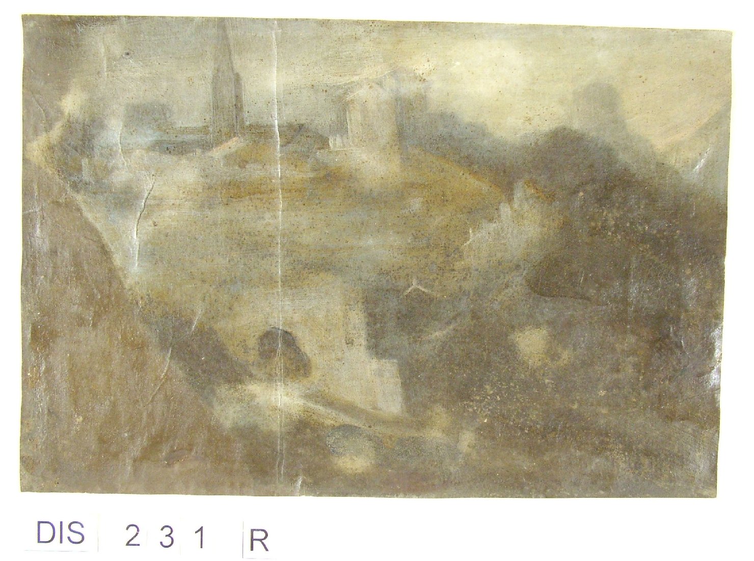 paesaggio con architetture (disegno) - ambito Italia centrale (sec. XVI)