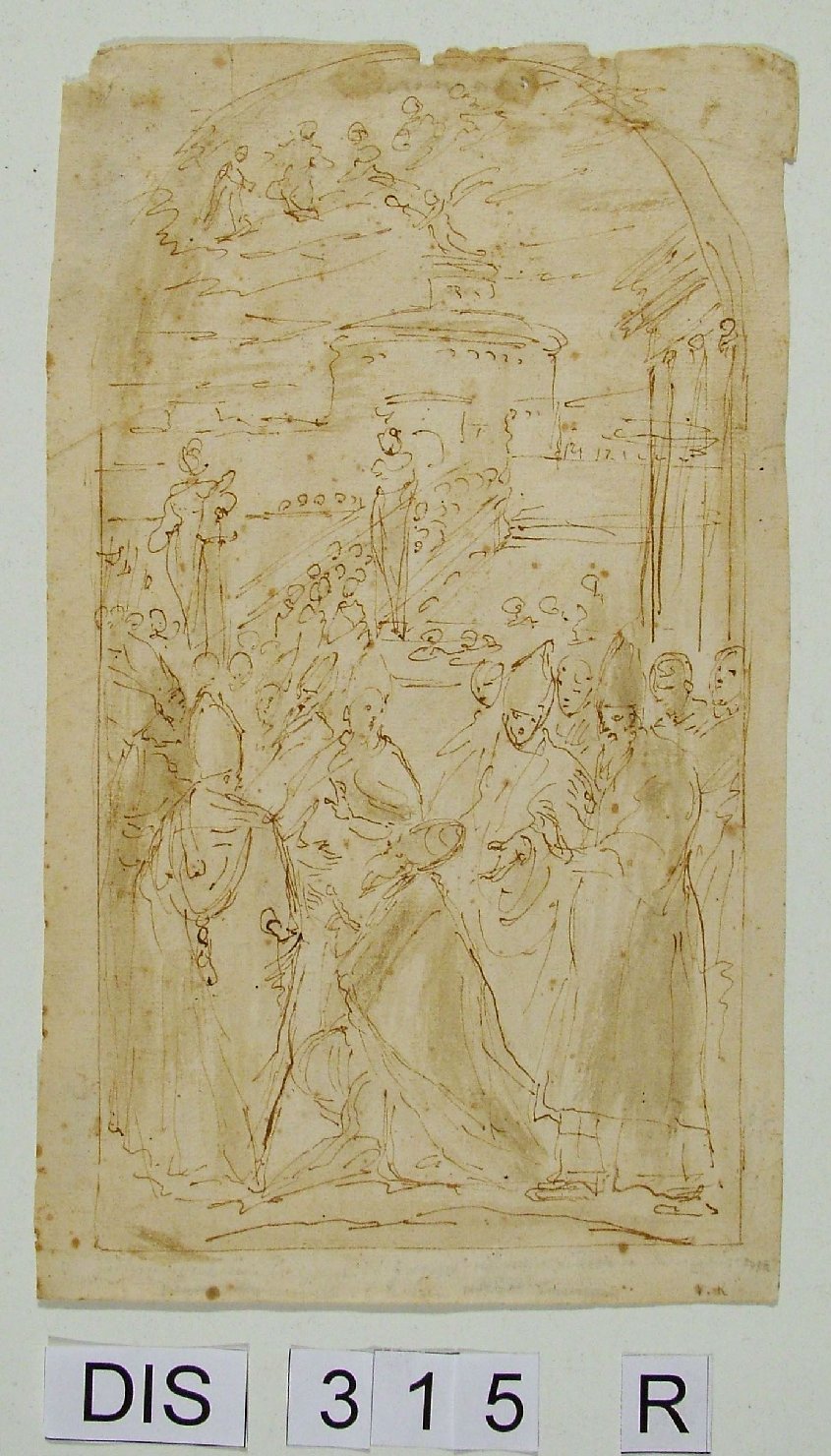 apparizione di San Michele Arcangelo sulla Mole Adriana (disegno) di Zuccari Federico (attribuito) (seconda metà sec. XVI)